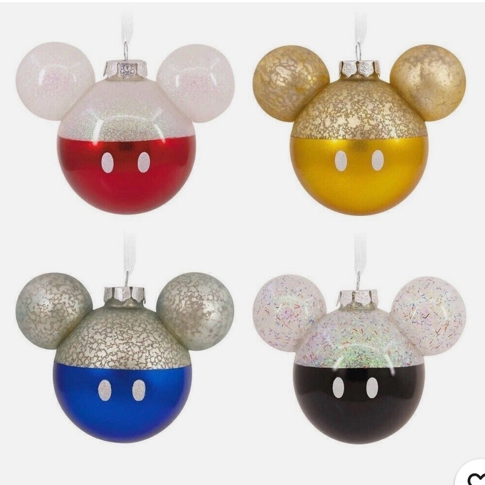 Hallmark Mickey Mouse Holiday Ornaments Set - Red, Gold, Blue, Black